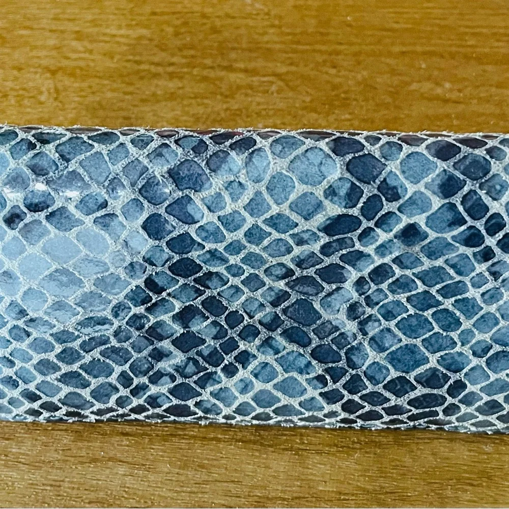 MICHAEL KORS Bedford Continental Python Snake Embossed Leather Wallet- Blue - Picture 3 of 14